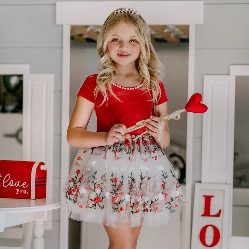 Only Little Once Design Pearly Tutu in Ruby